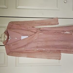 Wayf Blush Floral Lace Dress